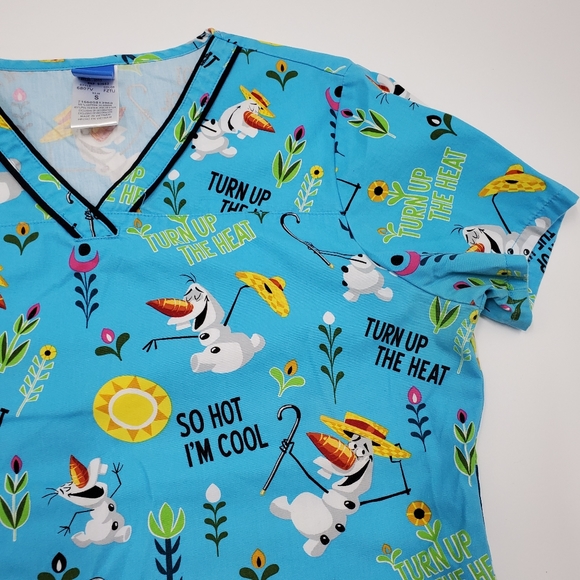 Disney Frozen Olaf Scrub Top Pediatric Nurse Blue - Picture 2 of 4